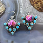 Sterling Silver Southwestern Style Turquoise & Dahlia Dangle Earrings For Women