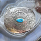 Native American Sterling Silver Turquoise Stamped Oval Belt Buckle For Men