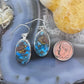 Sterling Silver Southwestern Style Oval Chrysocolla Dangle Earrings For Women