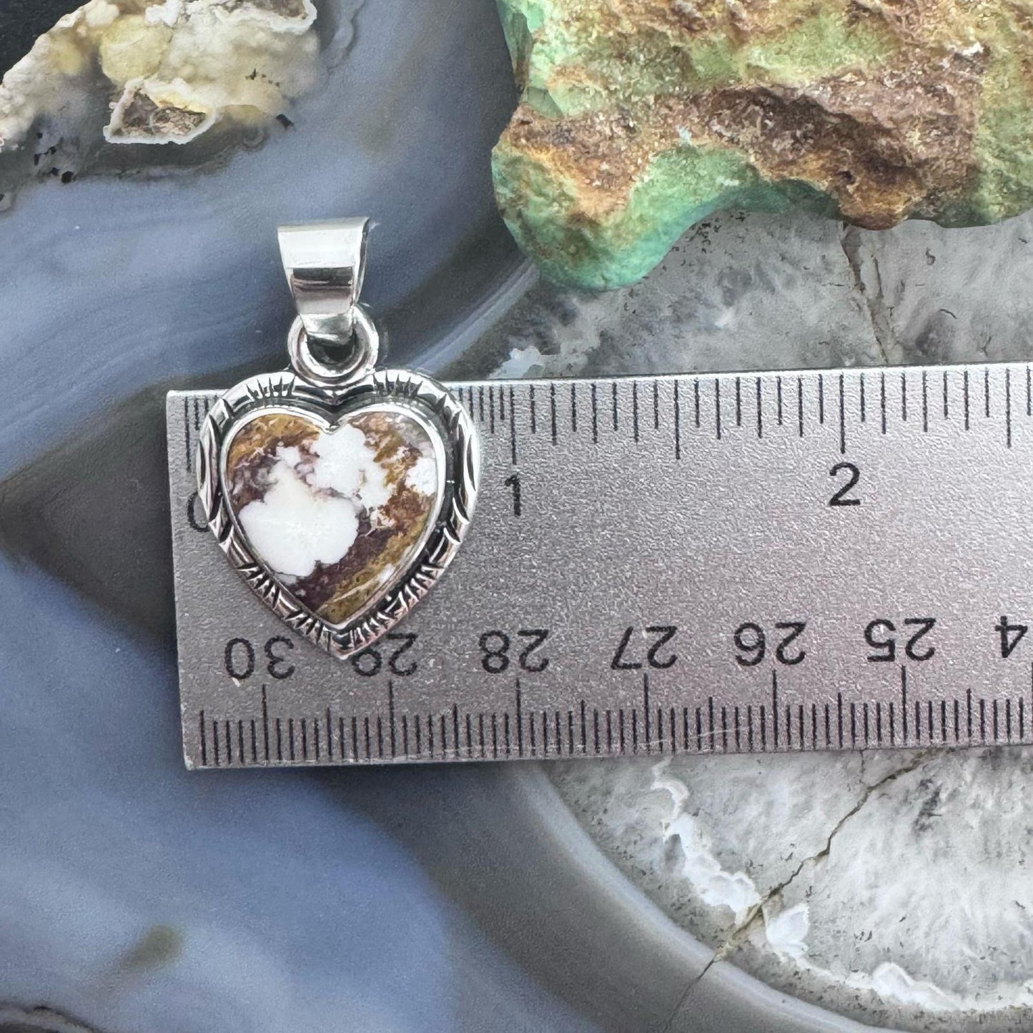 Native American Sterling Silver Wild Horse Decorated Heart Pendant For Women