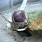 Sterling Silver Southwestern Style Purpurite Decorated Bar Ring Size 8 For Women