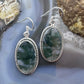 Sterling Silver Southwestern Style Oval Moss Agate Decorated Dangle Earrings For Women