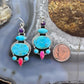 Sterling Silver Southwestern Style Turquoise, Pink & Purple Dahlia Dangle Earrings For Women