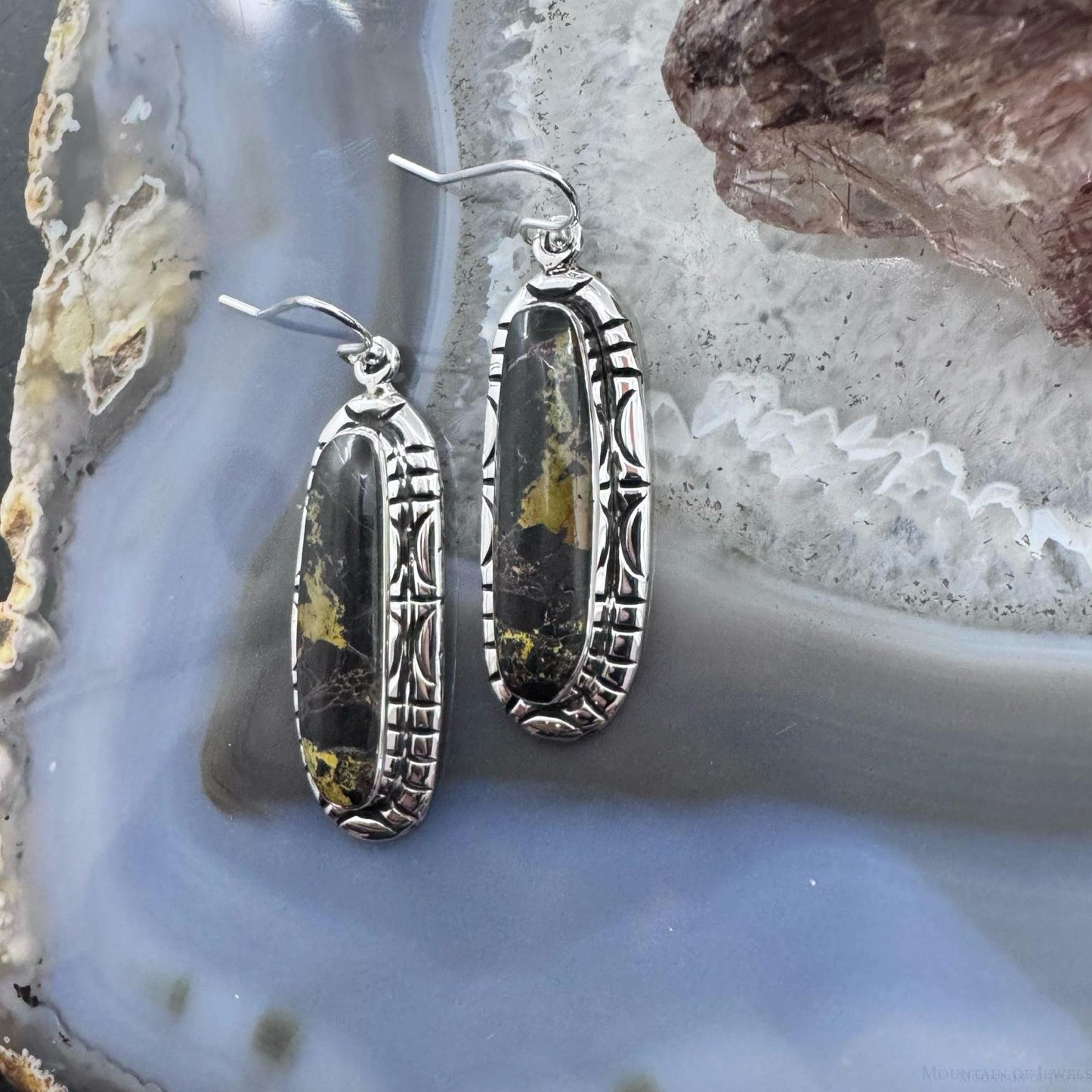 Native American Sterling Silver Blackjack Dangle Earrings For Women