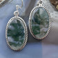 Sterling Silver Southwestern Style Oval Moss Agate Decorated Dangle Earrings For Women