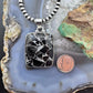 Sterling Silver Southwestern Style Rectangle Mohave Zinc Black Onyx Pendant For Women