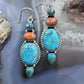 Sterling Southwestern Style Multistone Cluster Dangle Earrings For Women #6