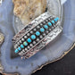 Sterling Silver Southwestern Style Turquoise Single Row Stamped Decorated Bracelet For Women