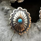 Native American Sterling Turquoise Dot Oval Concho Stud Earrings For Women