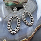 Southwestern Style Sterling Silver Open Oval Decorated Dangle Earrings For Women