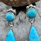 Sterling Silver Southwestern Style Round & Teardrop Turquoise Dangle Earrings For Women