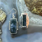 Sterling Silver Southwestern Style Rectangle Moss Agate Dangle Earrings For Women