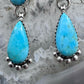 Sterling Silver Southwestern Style Round & Teardrop Turquoise Dangle Earrings For Women