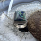 Sterling Silver Southwestern Malachite Azurite Decorated Bar Ring Size 9 For Women