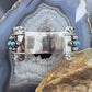 Sterling Silver Southwestern Style Turquoise Single Row Stamped Decorated Bracelet For Women