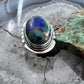 Sterling Silver Southwestern Style Oval Malachite Azurite Ring Size 7 For Women