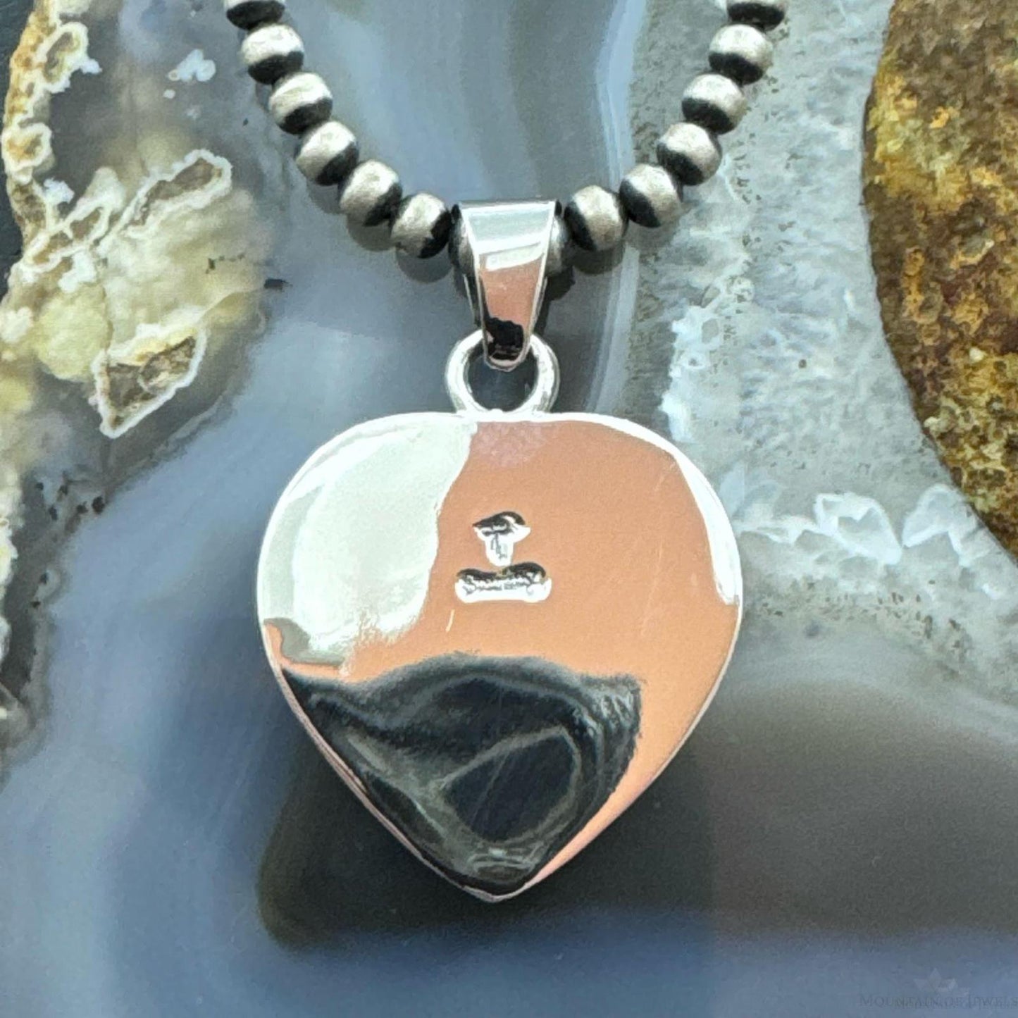 Native American Sterling Silver White Buffalo Heart Pendant For Women