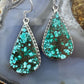 Sterling Silver Southwestern Style Teardrop Turquoise Dangle Earrings For Women