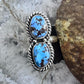 Sterling Silver Southwestern Style 2 Golden Hill Turquoise Ring Size 6 For Women