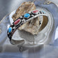 Reed Charley Native American Sterling Silver Turquoise & Coral Row Bracelet For Women