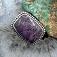 Sterling Silver Southwestern Style Purpurite Decorated Bar Ring Size 8 For Women