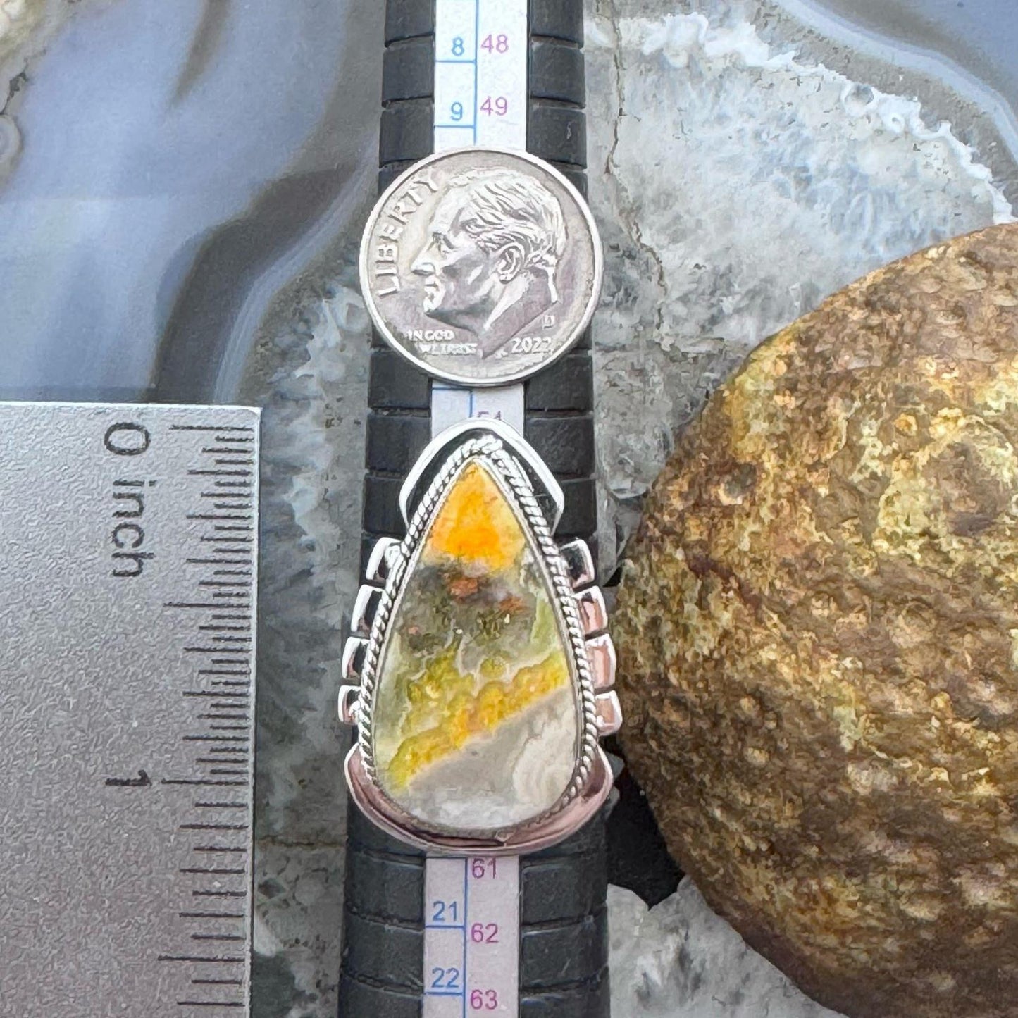 Sterling Silver Southwestern Style Teardrop Bumblebee Jasper Ring 8.5 For Women.