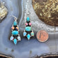 Sterling Silver Southwestern  Style Turquoise, Opal, Pink Dahlia Dangle Earrings For Women