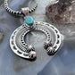 Sterling Silver Southwestern Style Oval Turquoise Stamped Naja Unisex Pendant