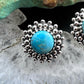 Sterling Silver Southwestern Style Rounded Turquoise Decorated Stud Earrings For Women