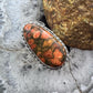 Sterling Silver Southwestern Style Oval Orange Copper Turquoise Ring Size 8.5 For Women