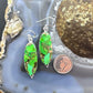 Sterling Silver Southwestern Style Elongated Oval Green Copper Turquoise Dangle Earrings For Women