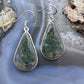 Sterling Silver Southwestern Style Teardrop Moss Agate Dangle Earrings For Women