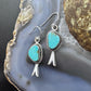 Sterling Southwestern Style Turquoise Decorated Squash Blossom Dangle Earrings For Women