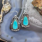 Sterling Silver Southwestern Style Teardrop Turquoise Dangle Earrings For Women