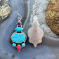 Sterling Silver Southwestern Style Turquoise, Pink & Purple Dahlia Dangle Earrings For Women