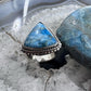 Sterling Silver Southwestern Style Triangle Blue Apatite Ring Size 8.5 For Women