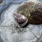 Sterling Silver Southwestern Style Teardrop Leopard Skin Jasper Ring Size 8.5 For Women