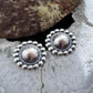 Native American Sterling Silver Stamped Rounded Concho Repousse Post Earrings