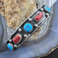 Reed Charley Native American Sterling Silver Turquoise & Coral Row Bracelet For Women