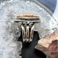 Sterling Silver Southwestern Style Mookaite Coral Decorated Bar Ring Size 8 For Women