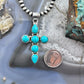 Sterling Silver Southwestern Style Blue Howlite Cross Pendant For Women #1