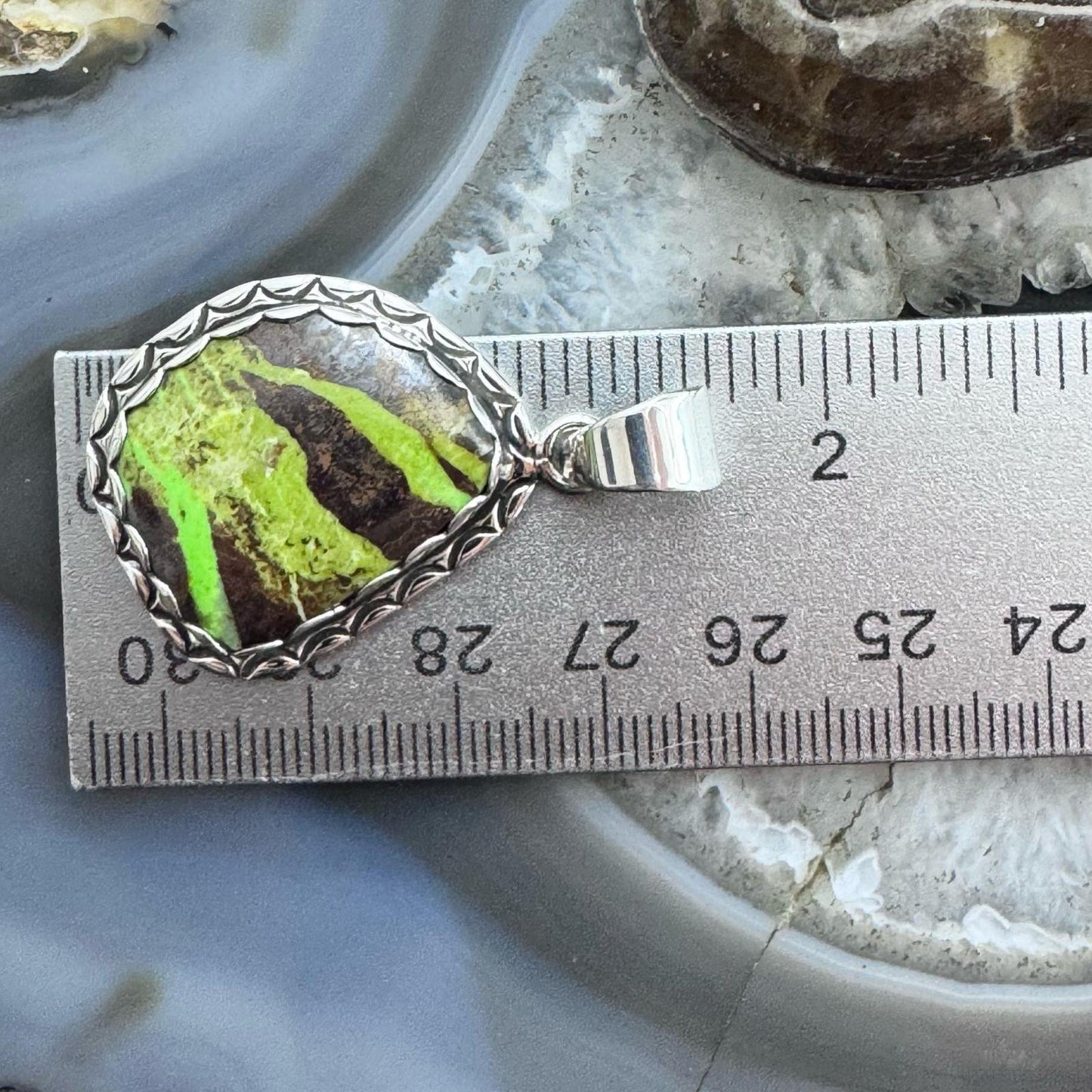 Native American Sterling Silver Blackjack Decorated Pendant For Women