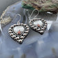 Southwestern Style Sterling Silver Decorated Heart Dangle Earrings For Women