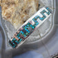 Vintage Native American Sterling Silver Chip inlay Turquoise Bracelet For Women