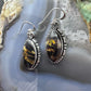 Native American Sterling Silver Marquise Blackjack Dangle Earrings For Women