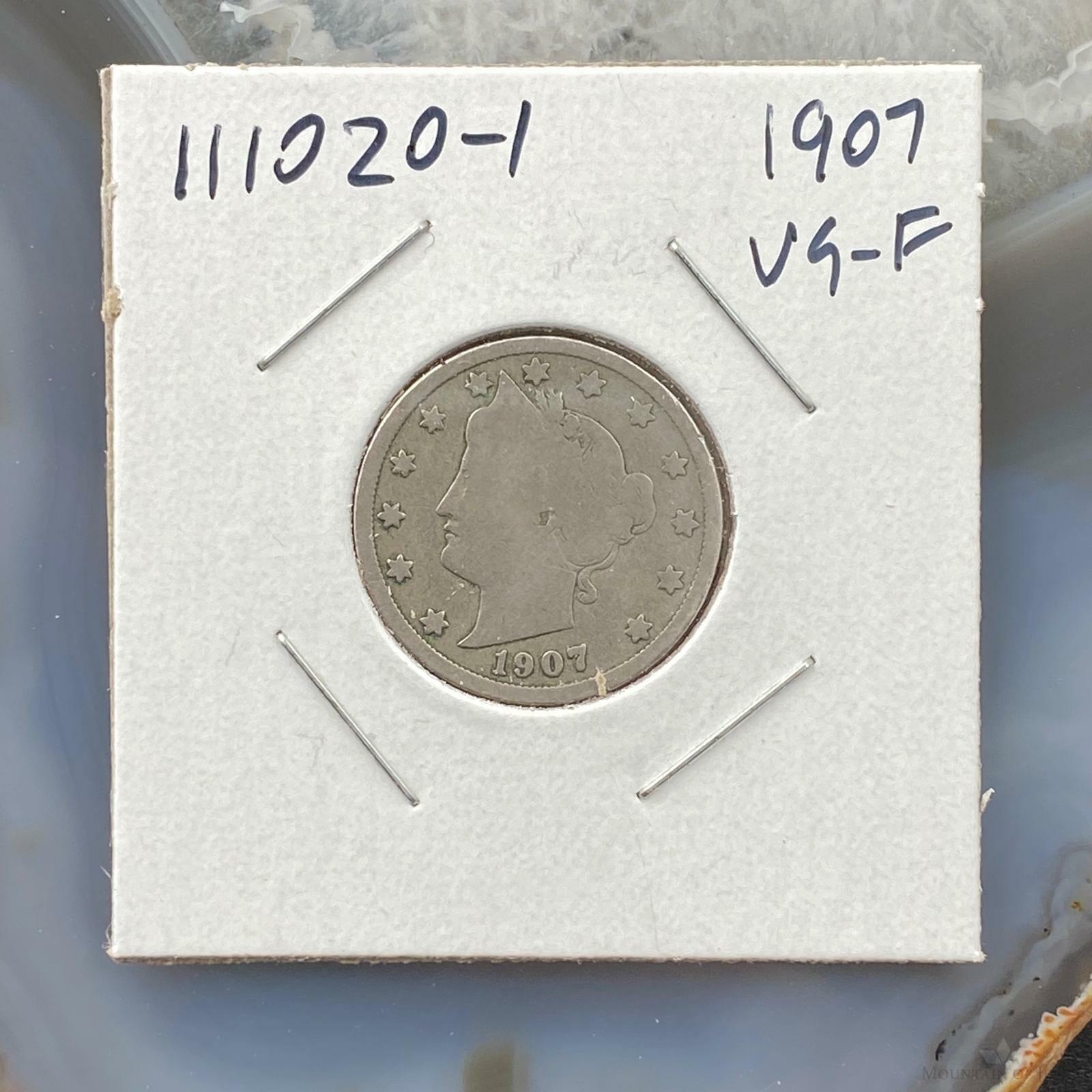 1907 US 5 Cent Liberty Head Nickel VG-F Collectible Coin #111020-1 - Mountain of Jewels