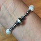 Native American Sterling Silver Navajo Pearl Beads & 4 Pearl Stretch Bracelet For Women