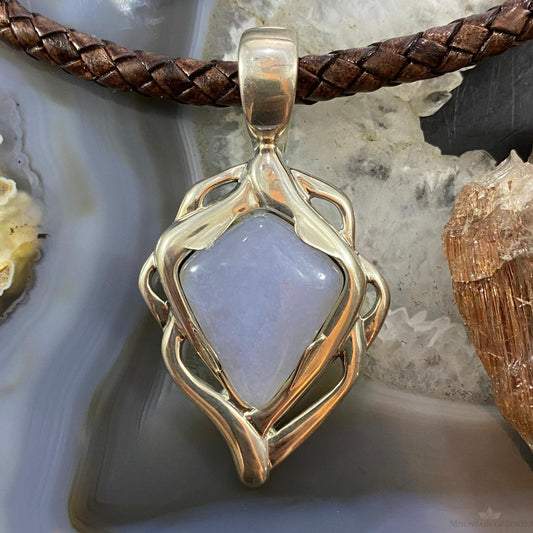 Carolyn Pollack Southwestern Style Sterling Silver Blue Lace Agate Decorated Pendant For Women