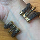 Carolyn Pollack Sterling Silver & Brass 4 Turquoise Dk Brown Leather Decorated Bracelet