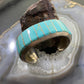 Vintage Native American Sterling Silver Heavy & Solid Inlay Turquoise Bracelet For Women